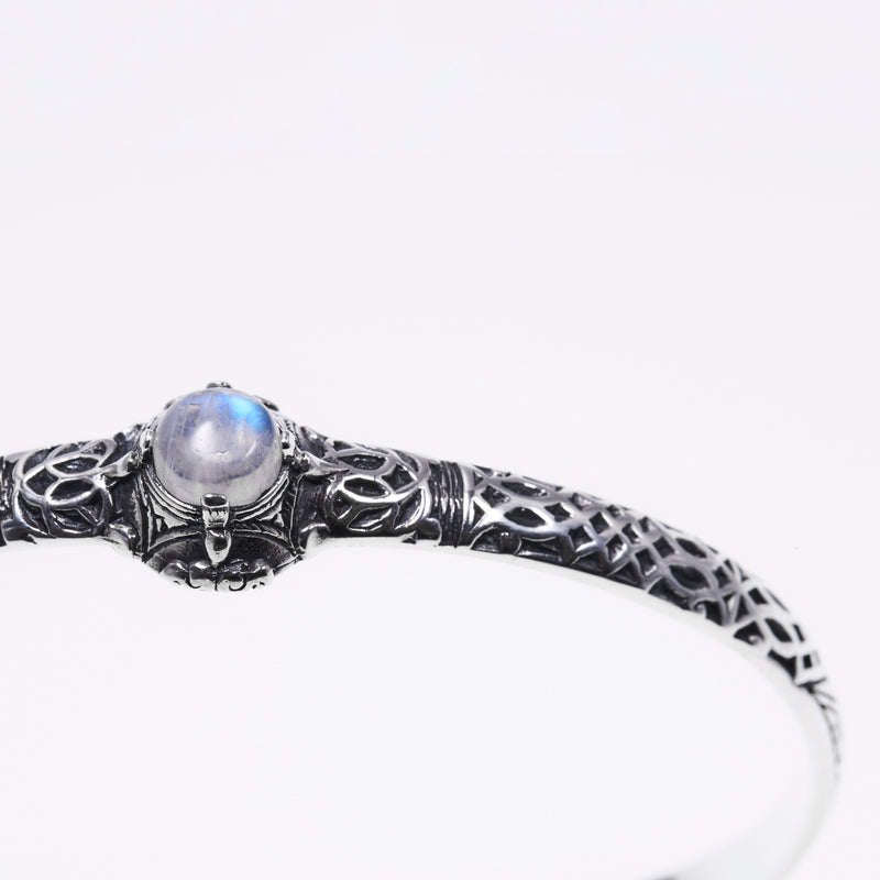 Islamic Round Bangle : S (Rainbow Moonstone)-ZOCALO.JAPAN