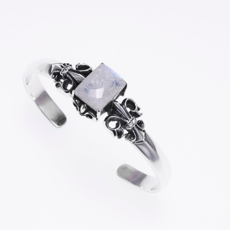 Fleur de lis Bangle : Rainbow Moonstone-ZOCALO.JAPAN