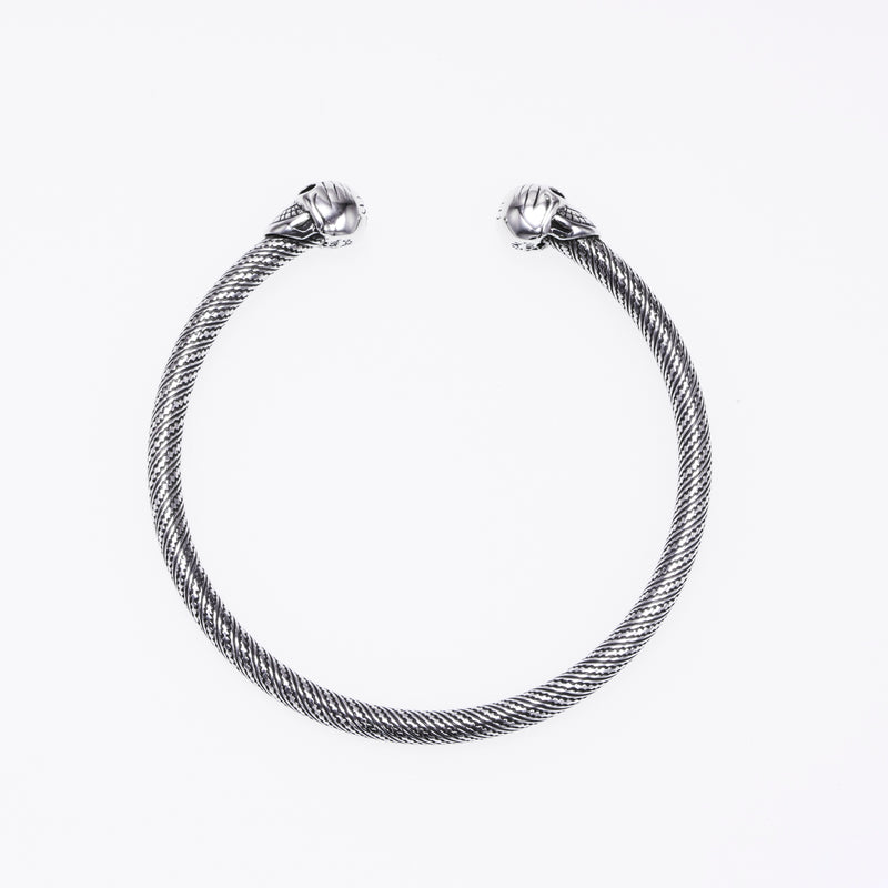 Tibetan Smile Skull Twist Bangle (L)-ZOCALO.JAPAN