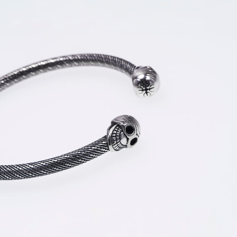 Tibetan Smile Skull Twist Bangle (S)-ZOCALO.JAPAN