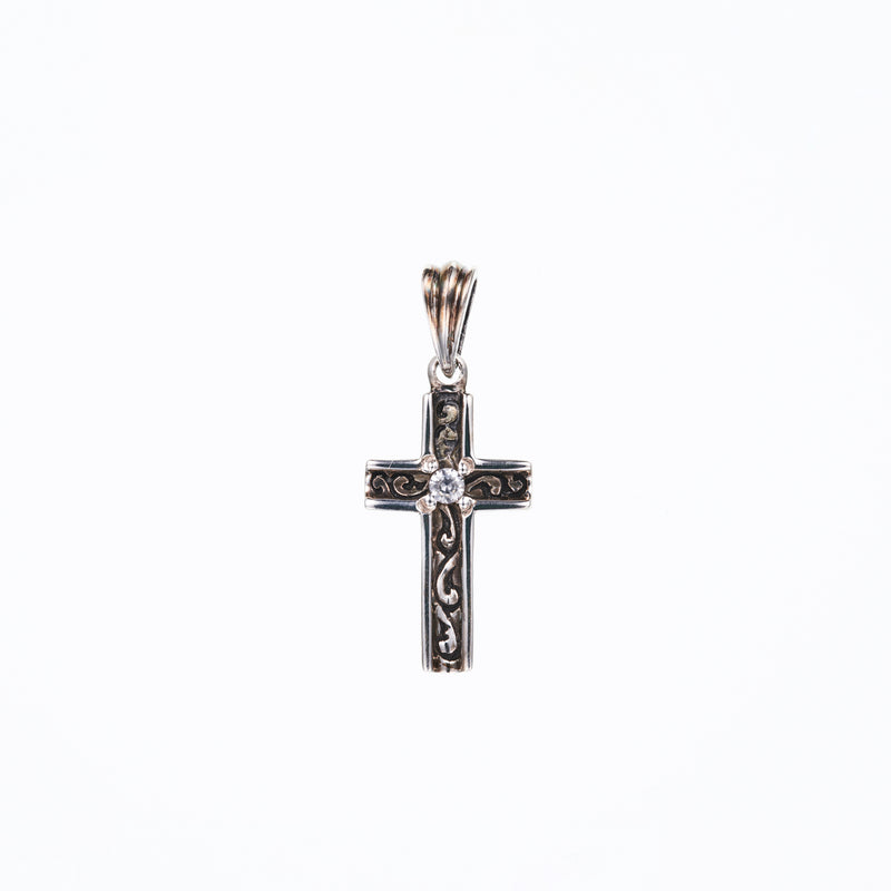 Trench Cross Charm : (White CZ)-ZOCALO.JAPAN