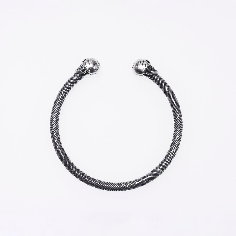 Tibetan Smile Skull Twist Bangle (S)-ZOCALO.JAPAN