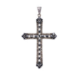 Marcasite Cross Pendant : M (Black CZ)-ZOCALO.JAPAN