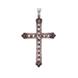 Marcasite Cross Pendant : M (Garnet)-ZOCALO.JAPAN