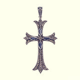 Cross on Cross Pendant : L (Black CZ)-ZOCALO.JAPAN