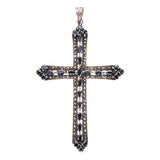 Marcasite Cross Pendant : L (Black CZ)-ZOCALO.JAPAN