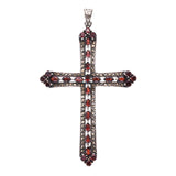 Marcasite Cross Pendant : L (Garnet)-ZOCALO.JAPAN