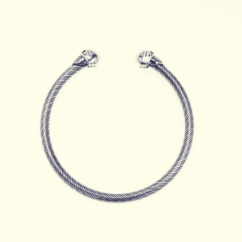 Tibetan Smile Skull Twist Bangle (L)-ZOCALO.JAPAN