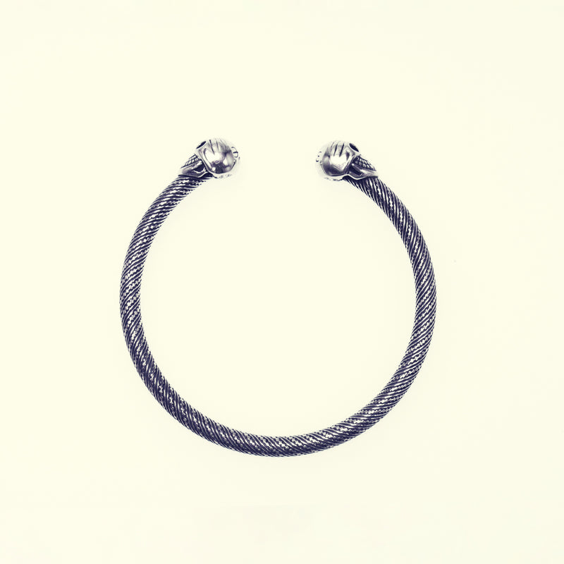 Tibetan Smile Skull Twist Bangle (S)-ZOCALO.JAPAN