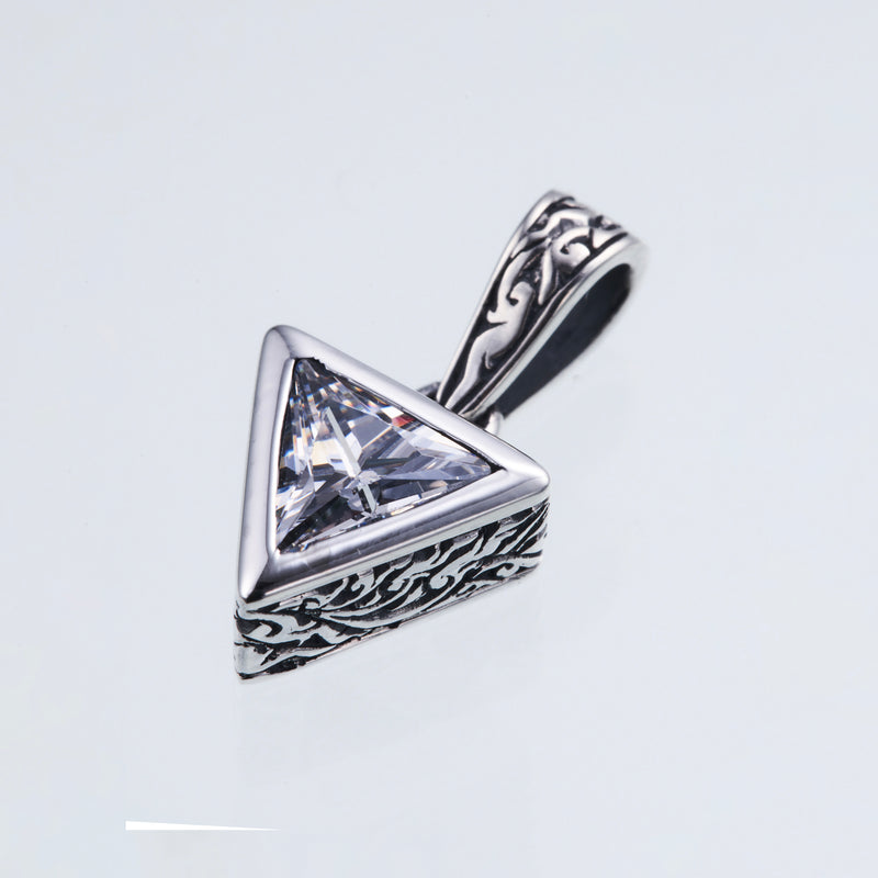 Jeweled Ivy Triangle Pendant : (White CZ)-ZOCALO.JAPAN
