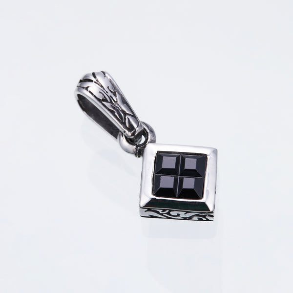 Jeweled Ivy Square Pendant : L (Black CZ)-ZOCALO.JAPAN