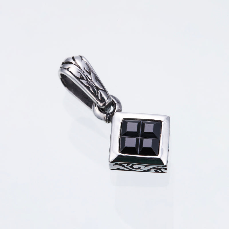 Jeweled Ivy Square Pendant : L (Black CZ)-ZOCALO.JAPAN
