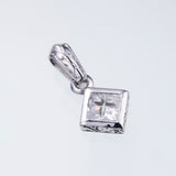 Jeweled Ivy Square Pendant : L (White CZ)-ZOCALO.JAPAN
