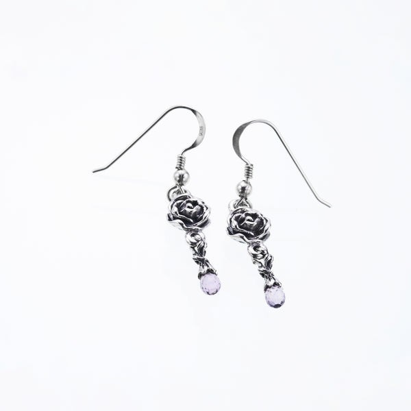 Jeweled Rose Hook Stud : (Amethyst)-ZOCALO.JAPAN