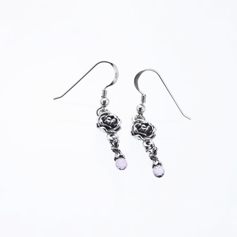 Jeweled Rose Hook Stud : (Amethyst)-ZOCALO.JAPAN