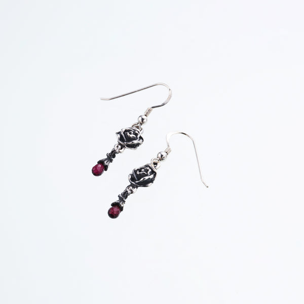 Jeweled Rose Hook Stud : (Garnet)-ZOCALO.JAPAN