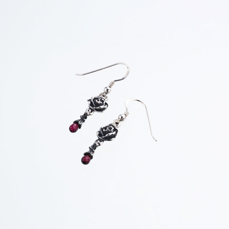 Jeweled Rose Hook Stud : (Garnet)-ZOCALO.JAPAN