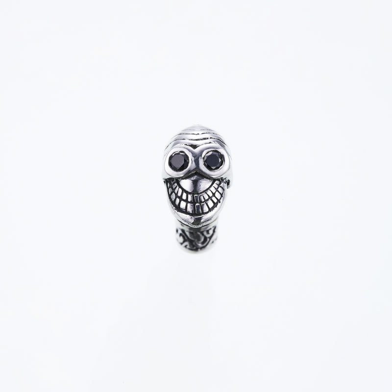 Jeweled Tibetan Smile Skull Stud : (BlacK CZ)-ZOCALO.JAPAN