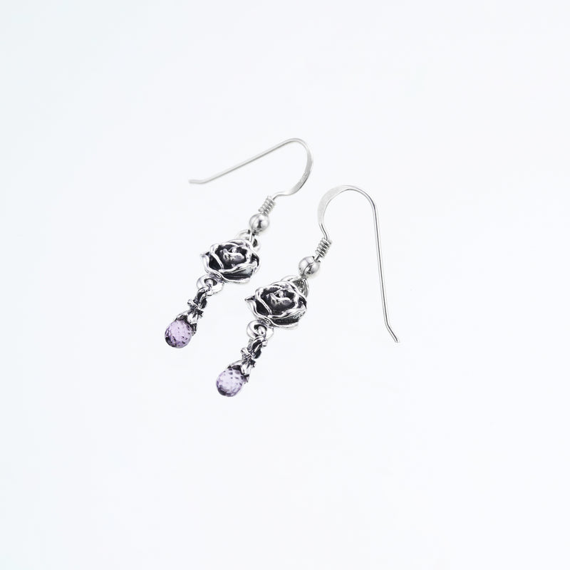 Jeweled Rose Hook Stud : (Amethyst)-ZOCALO.JAPAN