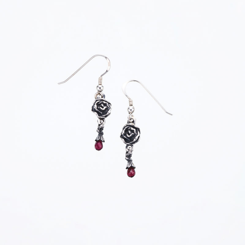 Jeweled Rose Hook Stud : (Garnet)-ZOCALO.JAPAN