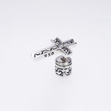 Trench Cross Stud : (White CZ)-ZOCALO.JAPAN