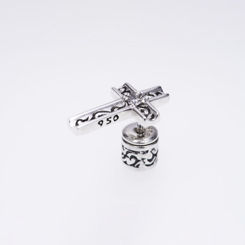 Trench Cross Stud : (White CZ)-ZOCALO.JAPAN