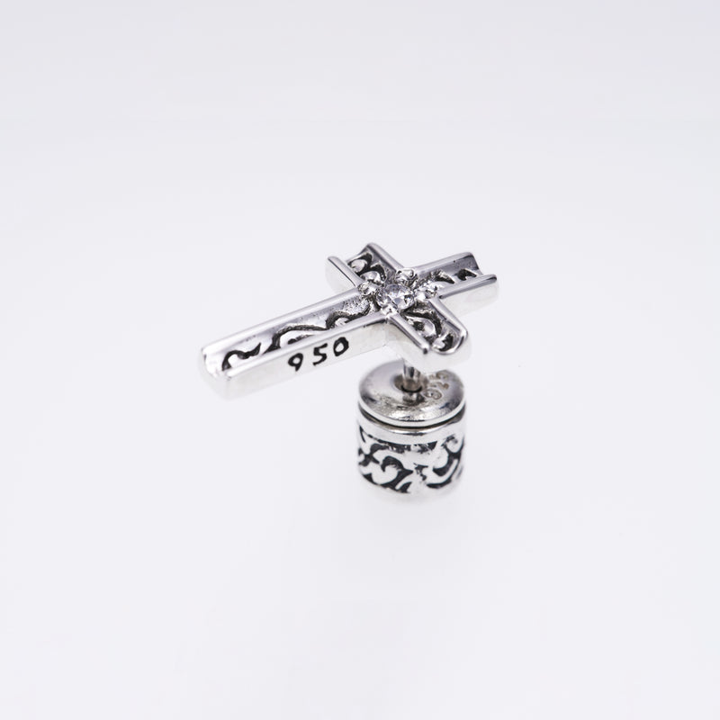 Trench Cross Stud : (White CZ)-ZOCALO.JAPAN