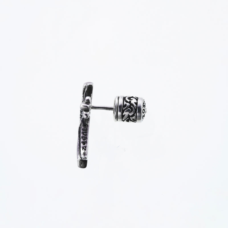 Cross on Cross Stud Earring : (White CZ)-ZOCALO.JAPAN