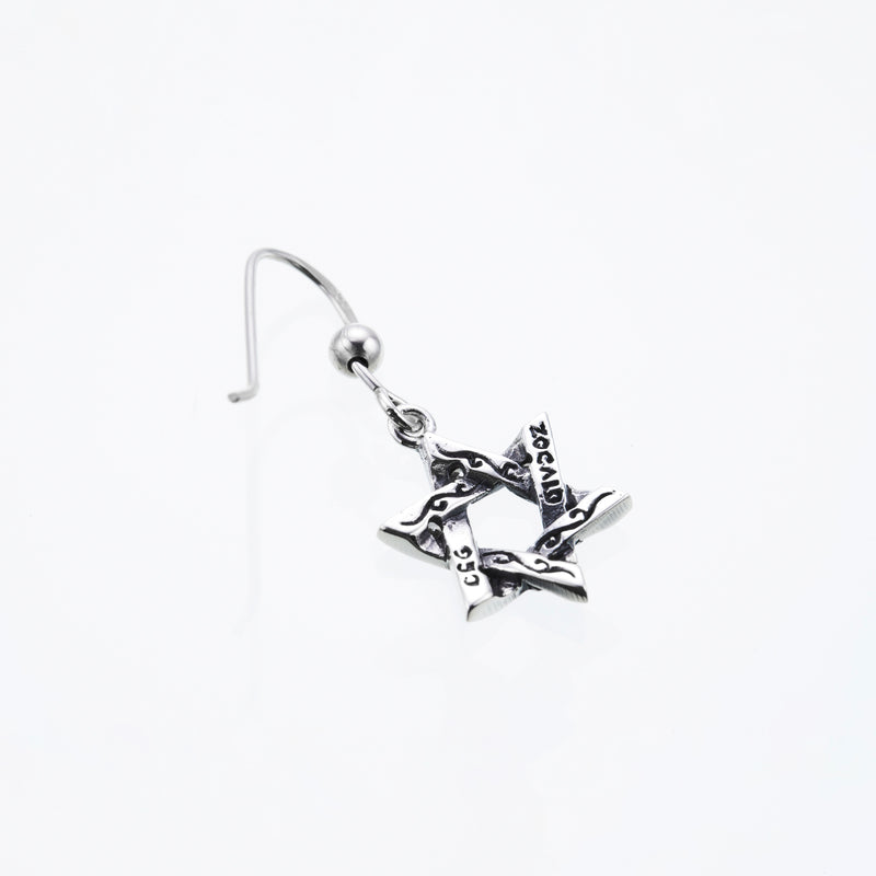 Jewish Star Hook Stud : (White CZ)-ZOCALO.JAPAN