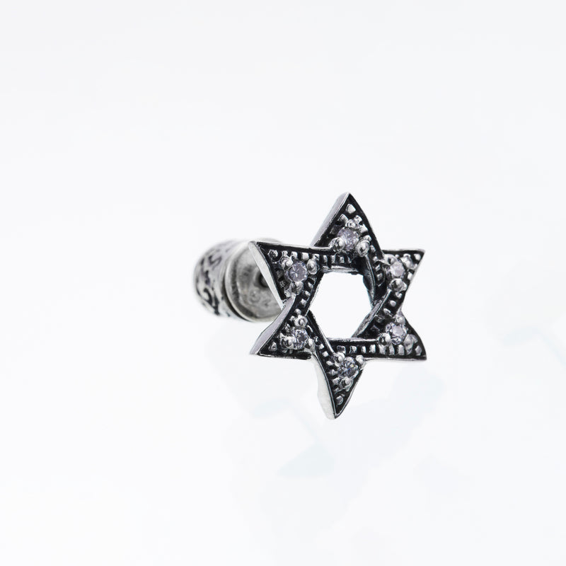 Jewish Star Stud : (White CZ)-ZOCALO.JAPAN