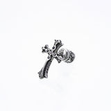 Cross On Cross Ear Stud : (Black CZ)-ZOCALO.JAPAN