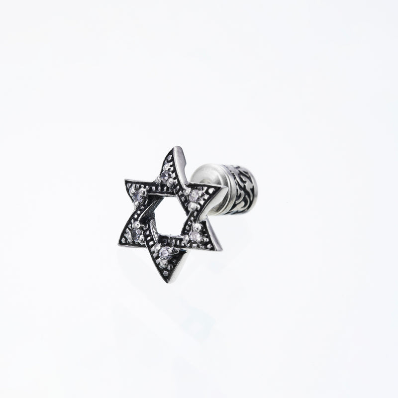 Jewish Star Stud : (White CZ)-ZOCALO.JAPAN