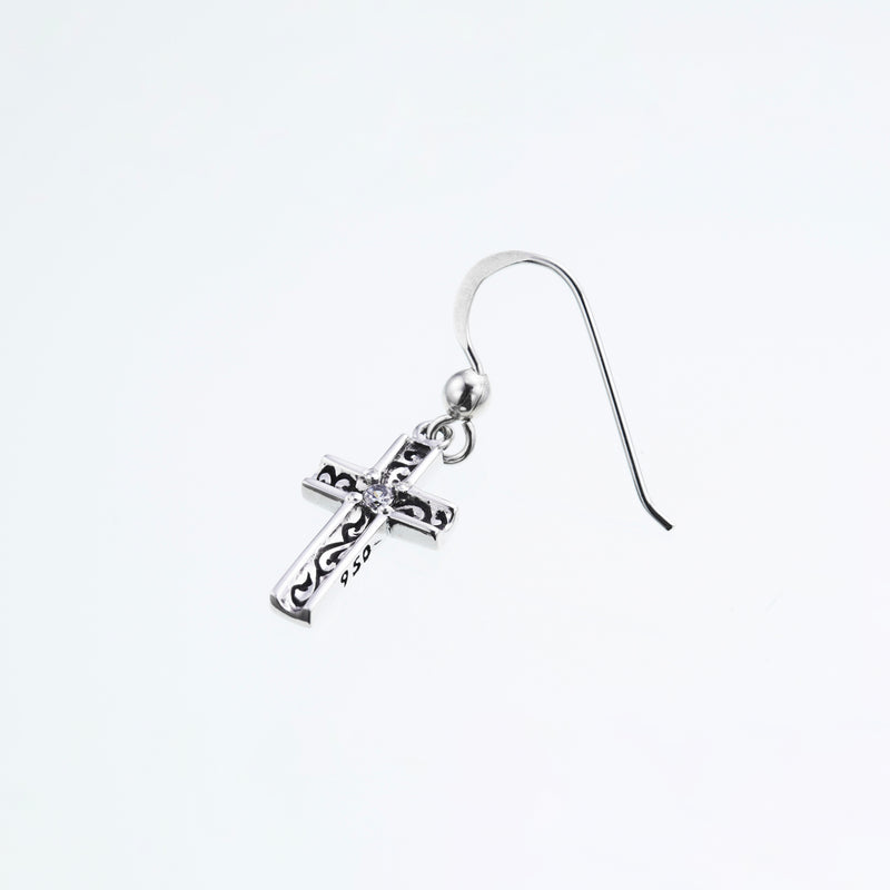 Trench Cross Hook Stud: (White CZ)-ZOCALO.JAPAN